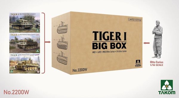 1/35 Tiger I Big Box Mid+Late+Mid/Otto Carius + 1/16 Otto Carius (Limited edition)