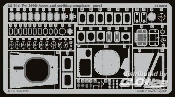 1/32Fw-190D Access and scribing template f&amp;#252;r Hasegawa Bausatz