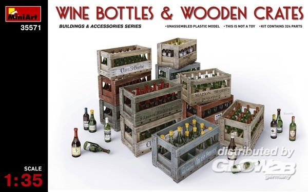 1/35 Wine Bottles &amp; Wooden Crates