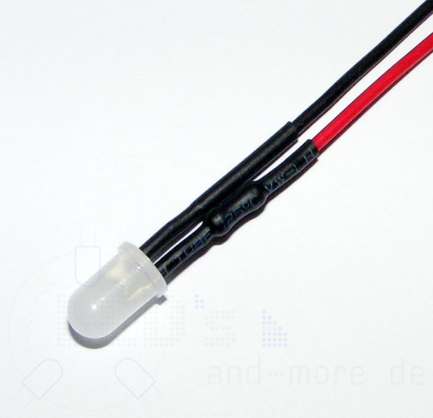 LED 3 mm mit Widerstand 15V  Kalt weiss