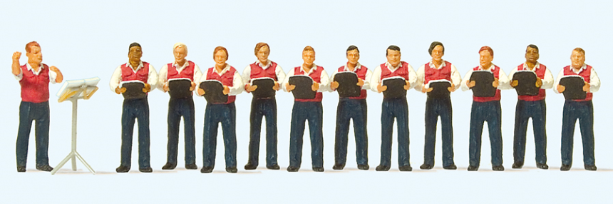 1:87  M&#228;nnergesangsverein, 12 Miniaturfiguren