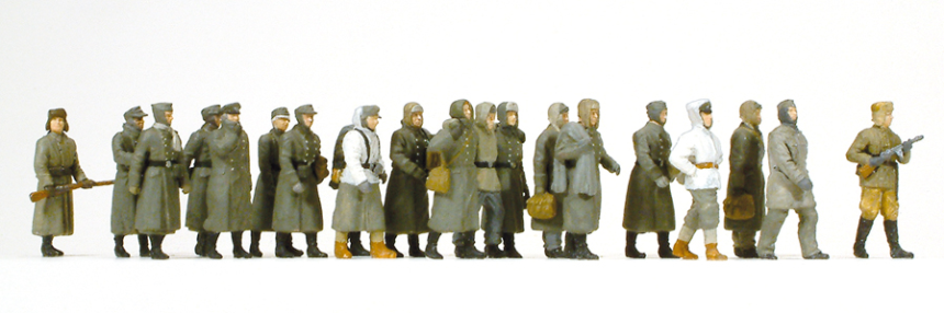 1:87  Deutsche Kriegsgefangene, 20 Figuren unbemalt