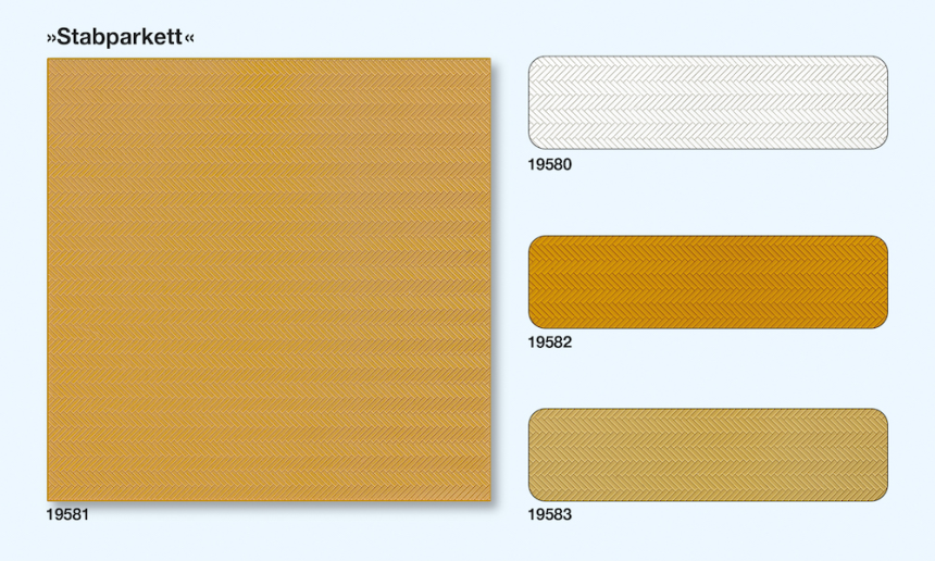 1:87  Stabparkett Buchefarben / 3 Platten 95 x 95mm