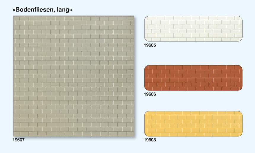 1:87  Bodenfliesen lang Sandfarben / 3 Platten 95 x 95mm