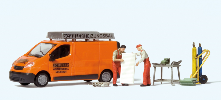 1:87  Opel Vivaro Schuler Heizungsbau, 2 Monteure, Zubeh&amp;#246;r