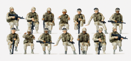 1:87  US-Army mod. Fahrer, Aufsitzer, 14 unbemalte Figuren