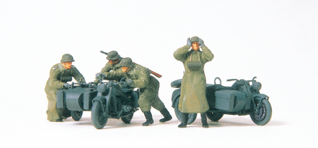 1:87  Kradsch&#252;tzen schiebend u. Motorr&#228;der DR 1939-45