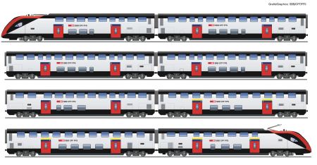 H0 8-tlg. Set: Fernverkehrs-Doppelstockzug RABe 502, SBB ACS